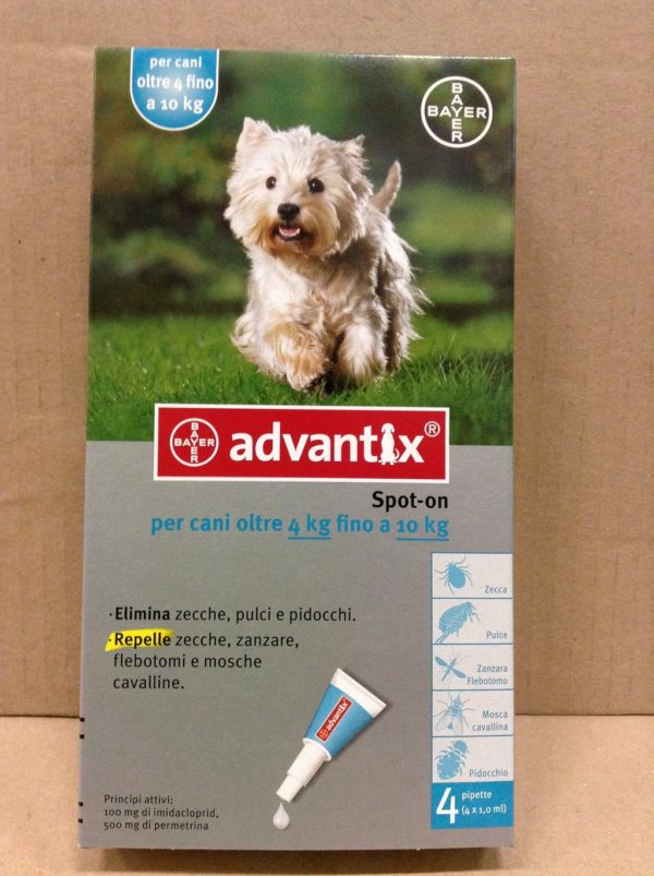 Advantix Spot-on per Cani dai 4Kg ai 10Kg - 4 pipette da 1ml