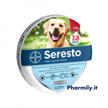 1 Collare Seresto di Bayer per cani oltre 8 Kg antipulci e zecche 70 cm -  DemetraShop