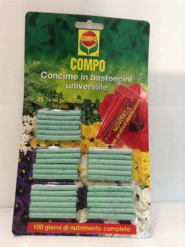 COMPO Concime in Bastoncini Universale, A Lenta Cessione, Nutrimento Completo per Tutte Le Piante in Vaso da Appartamento, Balcone o Giardino, 30 Bastoncini (27 g)
