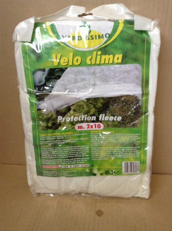 Velo Clima - Telo non tessuto a filo continuo in polipropilene bianco - Resistente agli UV - 17g/m2 - 1 Pz per Busta 2 x 10 metri