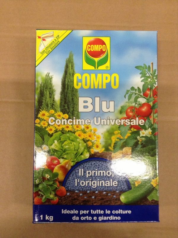 Compo Blu, Concime Granulare Universale, Il Primo, L'Originale, Fertilizzante Ideale per Tutte Le Colture da orto e Giardino,1 kg, 18x2,5x20 cm